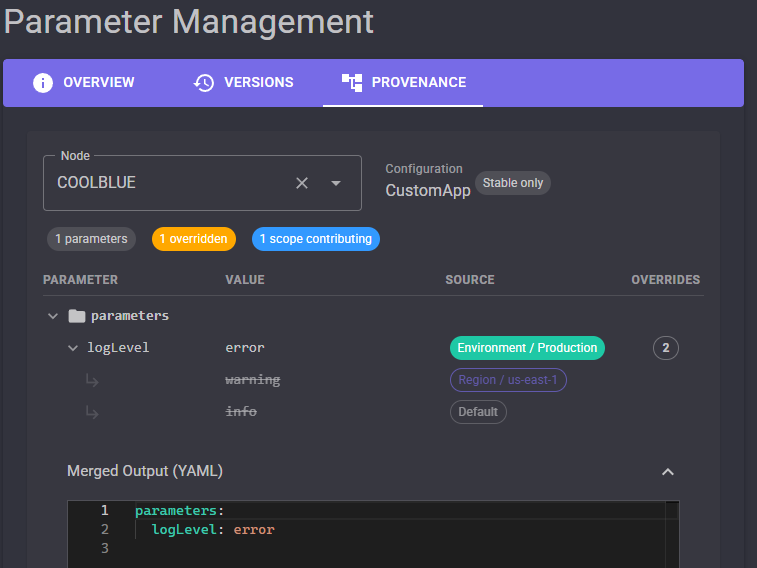 Parameterized configurations for environment reuse