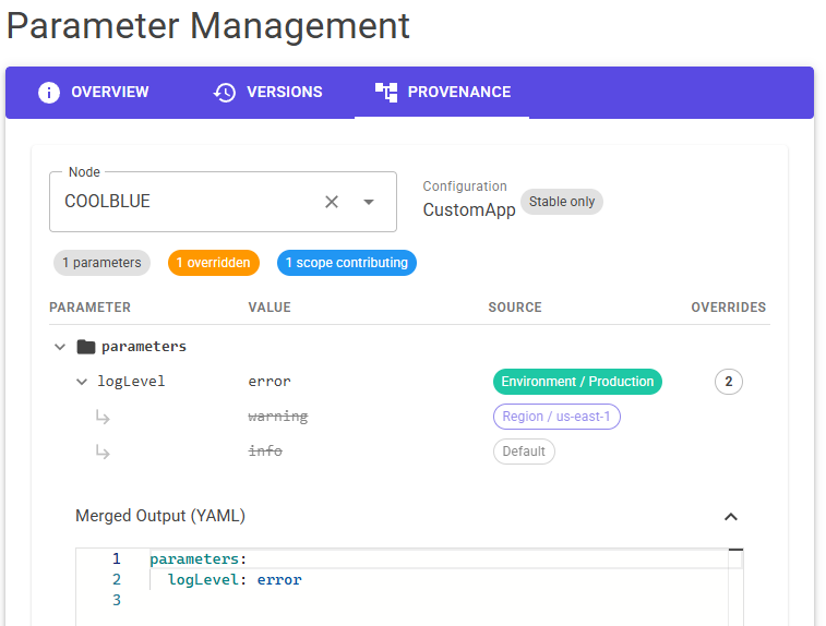 Parameterized configurations for environment reuse